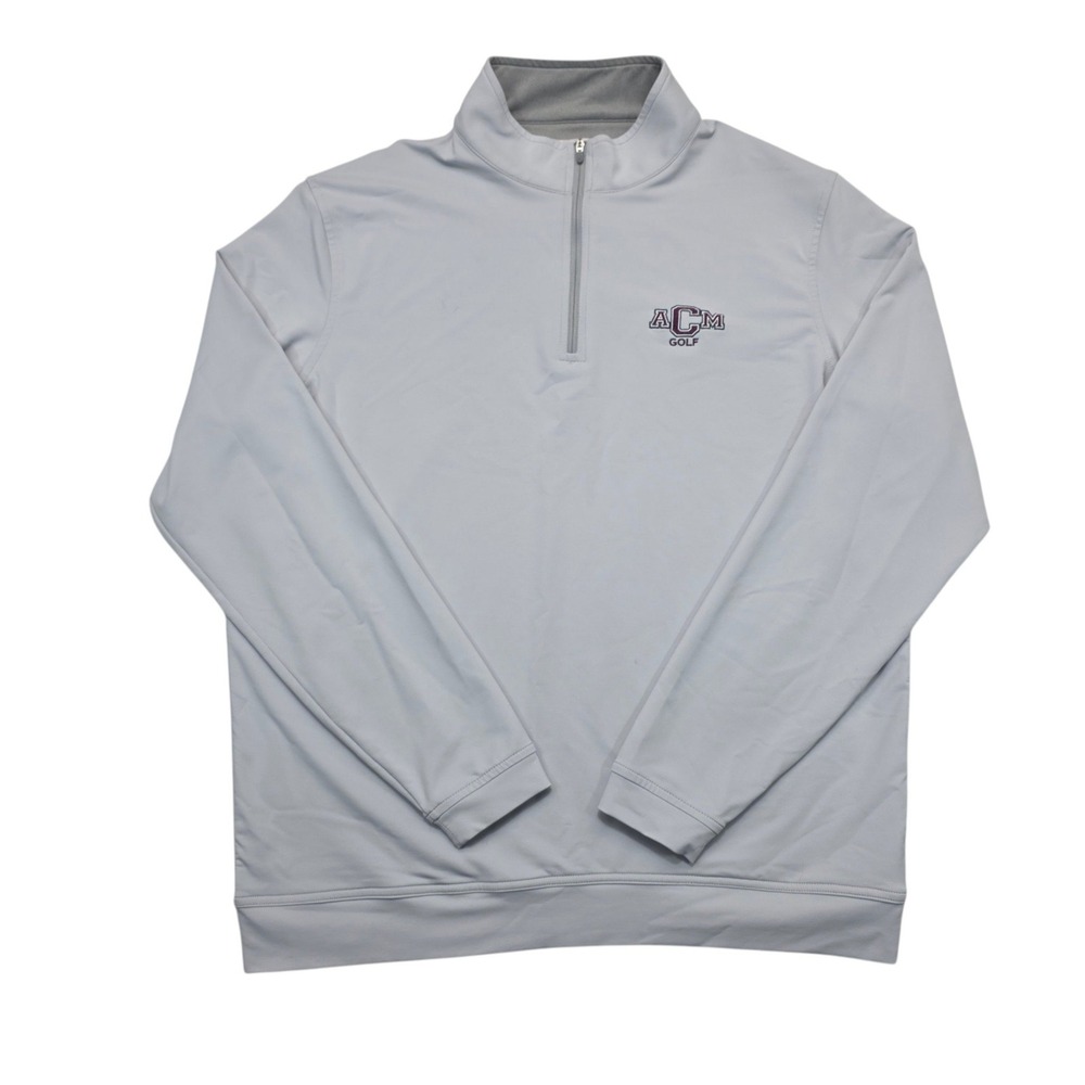 Peter Millar Mens ACM Golf Quarter Zip Pullover Light Gray Large